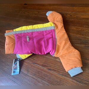 Doggieduds Apparel pink/orange/yellow pet coat small